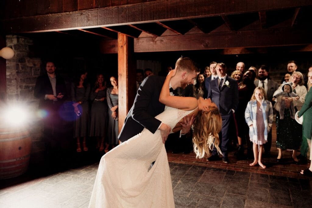 Newlywed couple performing their first dance perfectly after lessons at a Sarasota dance studio